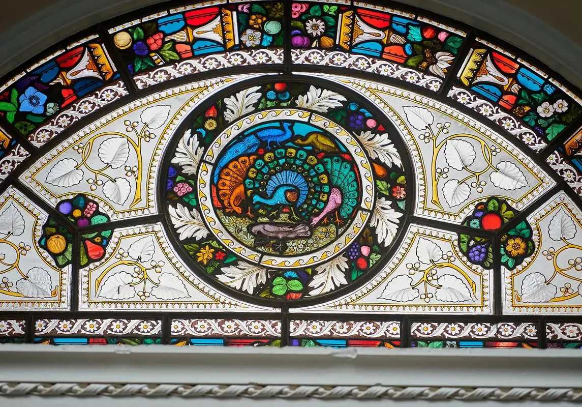 Stained glass window at Rendcomb College