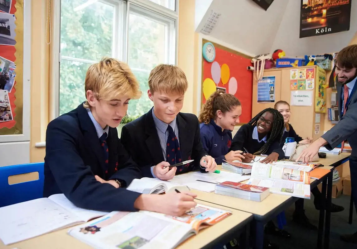 Rendcomb College pupils studying in class