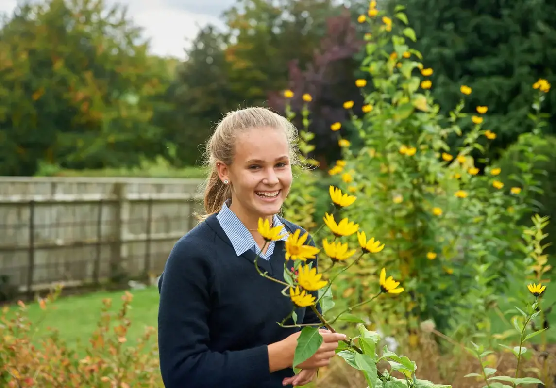 Happy student in the garden