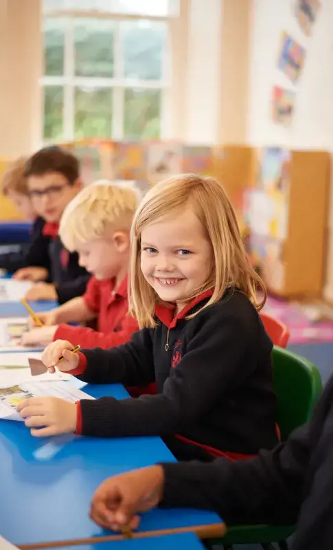 Young student in class