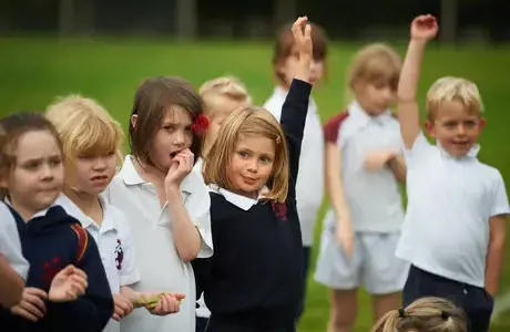 Rendcomb College Nursery pupils outside