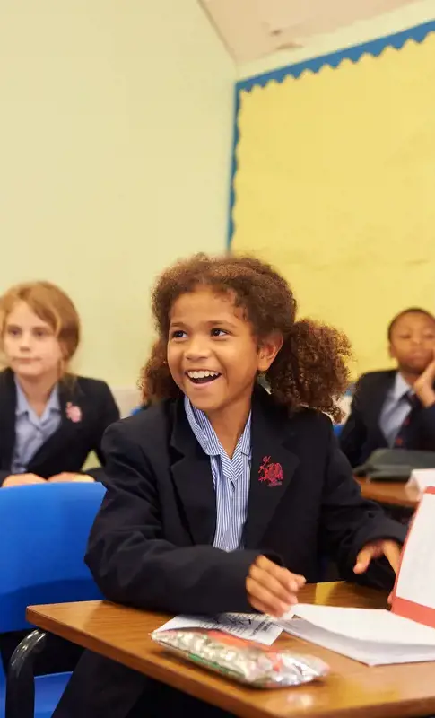 Happy girl in classroom