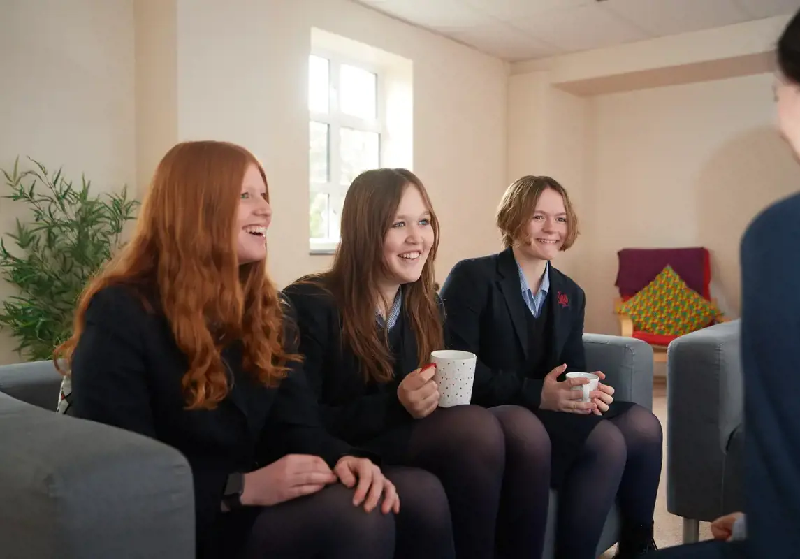 Rendcomb College girls enjoying a break